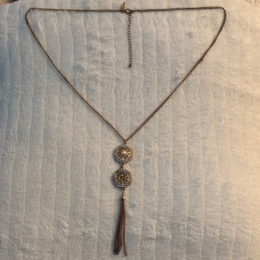 Medallion Statement Tassel Necklace